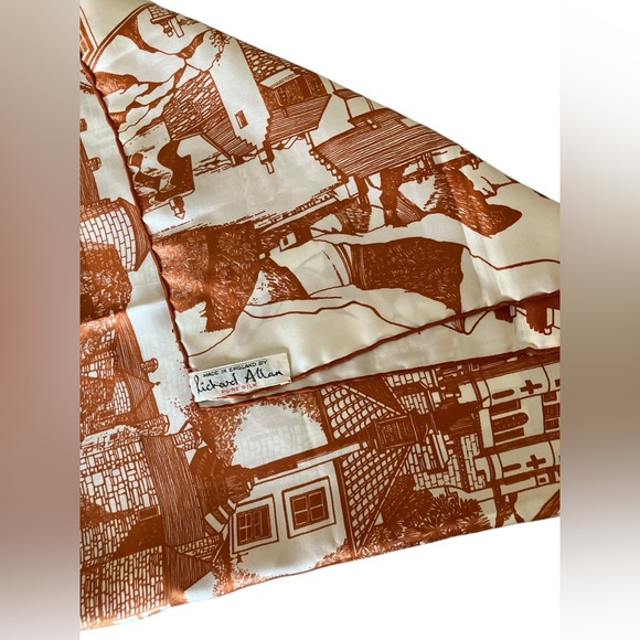 Richard Allan Silk Scarf England Cityscape Cathedral Robert The Bruce Vintage